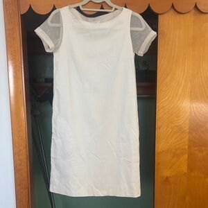 Brunello Cucinelli Cream Dress with Sheer sleeve and pockets
